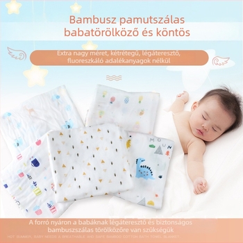 Magas sűrűségű bambusz-gyapot baba kendő, kettős rétegű törölköző
