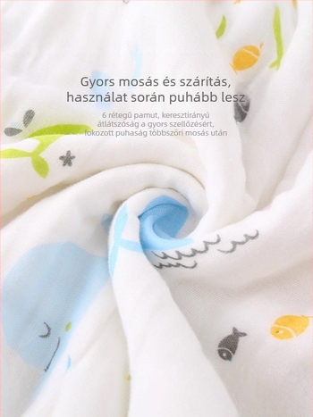 A osztályú 100% pamut hatrétegű géz babafürdő törölköző, nagy méret