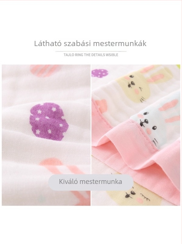 A osztályú 100% pamut hatrétegű géz babafürdő törölköző, nagy méret