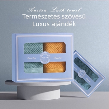 Drizzle Törölköző Ajándékdoboza Készlet — Pamut Jacquard, Nedvszívó, 60s Szál, Sima Szövés, 50–80 g