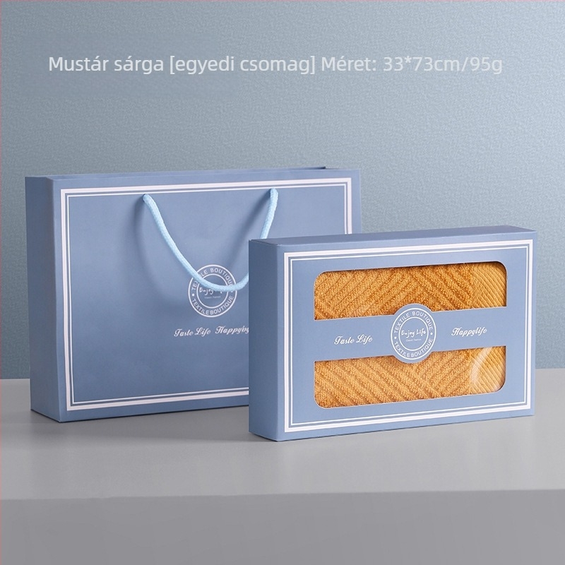 Drizzle Törölköző Ajándékdoboza Készlet — Pamut Jacquard, Nedvszívó, 60s Szál, Sima Szövés, 50–80 g