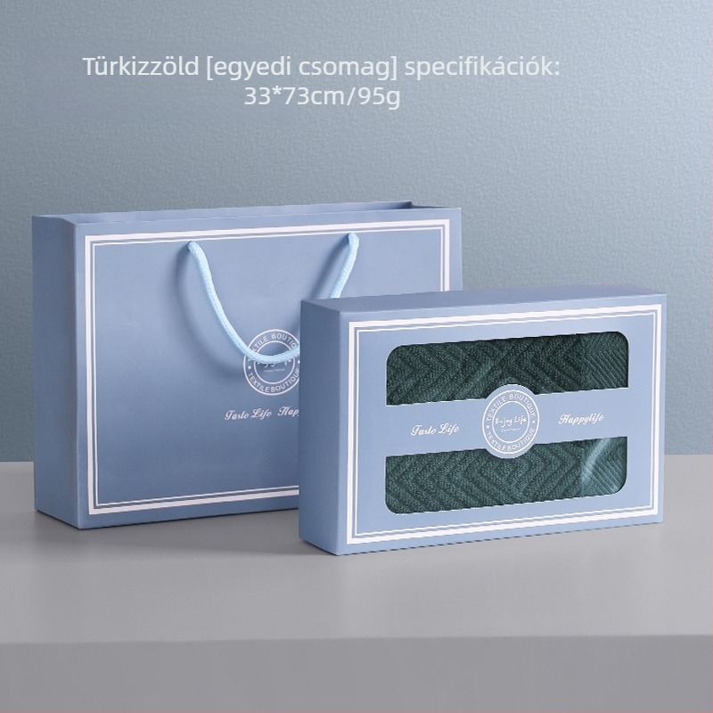 Drizzle Törölköző Ajándékdoboza Készlet — Pamut Jacquard, Nedvszívó, 60s Szál, Sima Szövés, 50–80 g