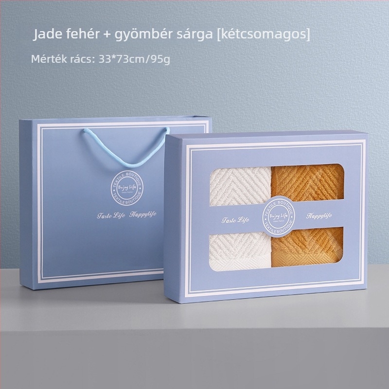 Drizzle Törölköző Ajándékdoboza Készlet — Pamut Jacquard, Nedvszívó, 60s Szál, Sima Szövés, 50–80 g