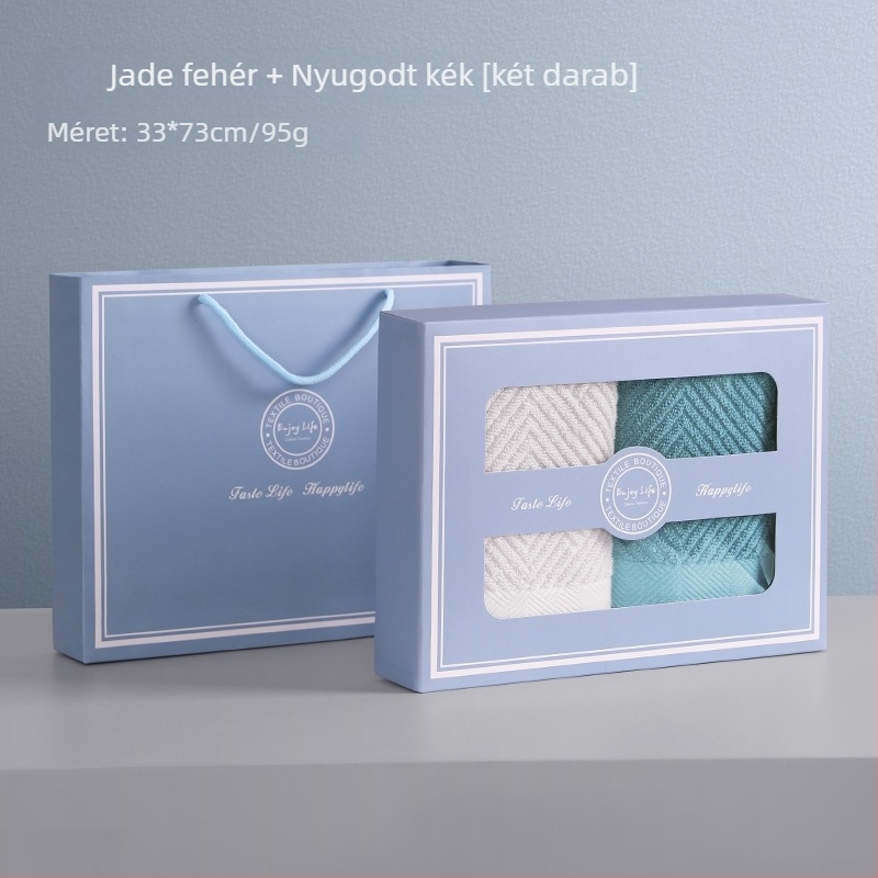 Drizzle Törölköző Ajándékdoboza Készlet — Pamut Jacquard, Nedvszívó, 60s Szál, Sima Szövés, 50–80 g