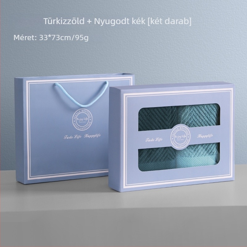 Drizzle Törölköző Ajándékdoboza Készlet — Pamut Jacquard, Nedvszívó, 60s Szál, Sima Szövés, 50–80 g