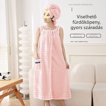 Viselhető fürdőlepedő korall fleece anyagból, 330 g, univerzális használat