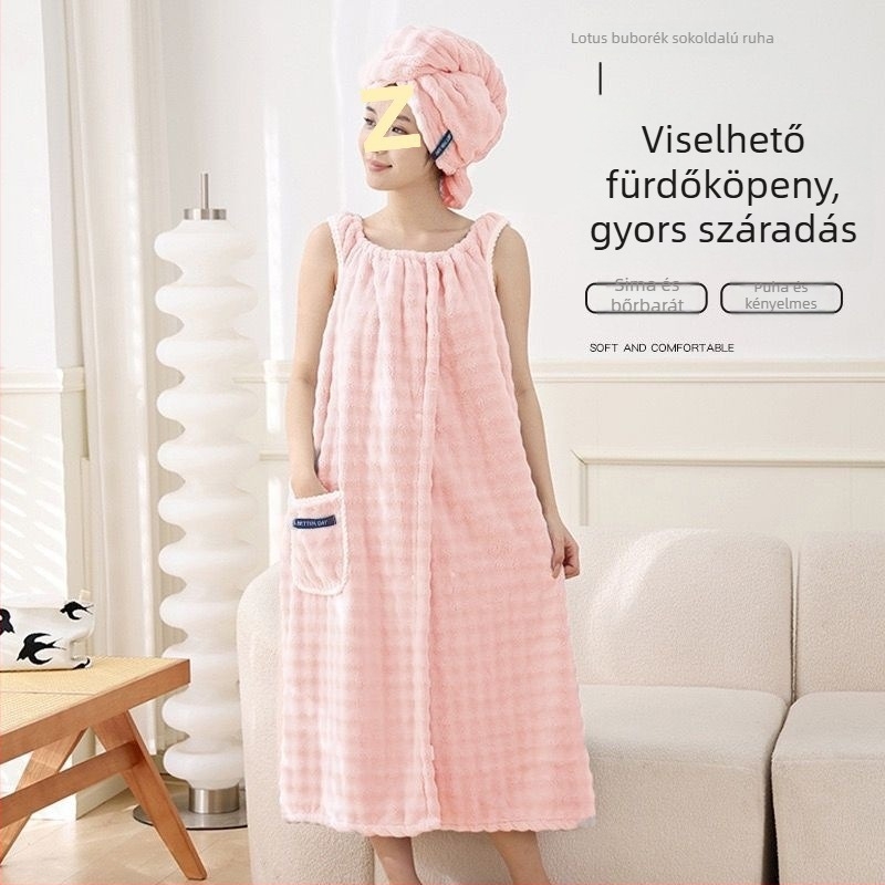 Viselhető fürdőlepedő korall fleece anyagból, 330 g, univerzális használat