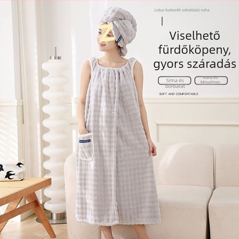 Viselhető fürdőlepedő korall fleece anyagból, 330 g, univerzális használat