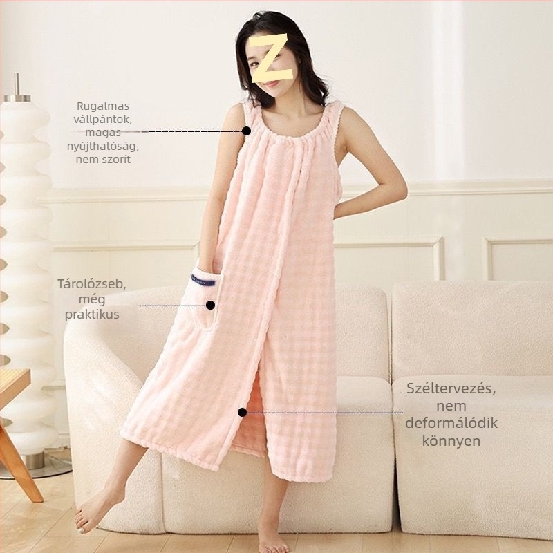 Viselhető fürdőlepedő korall fleece anyagból, 330 g, univerzális használat