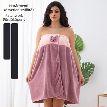 Női fürdőköpeny: viselhető törölköző, korall plüss anyag, fő anyag nylon, poliészter, nedvszívó és puha, őszi szezonhoz (coral fleece; nylon; polyester)
