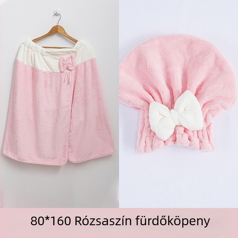 Női fürdőköpeny: viselhető törölköző, korall plüss anyag, fő anyag nylon, poliészter, nedvszívó és puha, őszi szezonhoz (coral fleece; nylon; polyester)