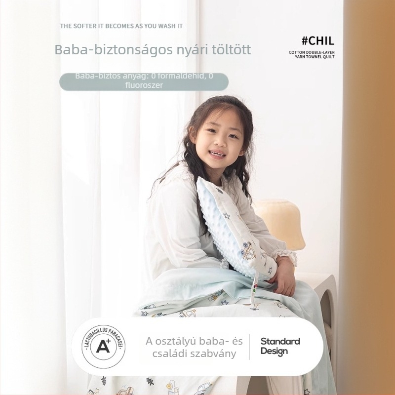 Pamut dupla géz törölközőtakaró nyárra, vékony pléd babáknak, karikatúra mintával, 0.55-1.0 kg