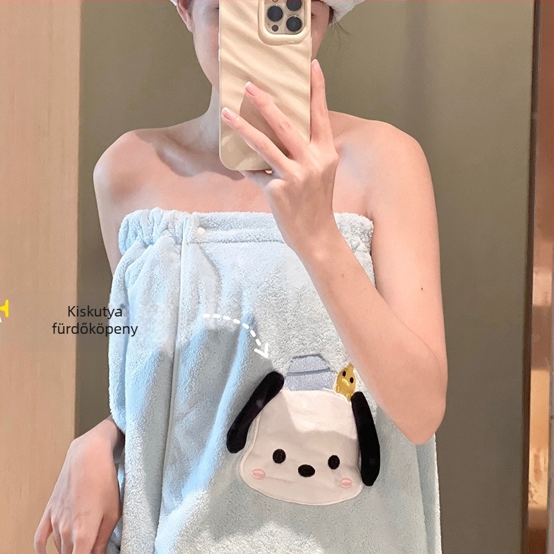 Youjiaya női fürdőköpeny korallo fleece-ből, nedvszívó és gyorsan száradó, 100% poliészter, Hercegnő sorozat