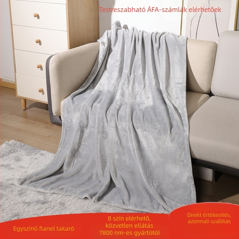 Kétoldalas flanel takaró, egyszínű, poliészter 300-499 g, testreszabható, négy évszakra