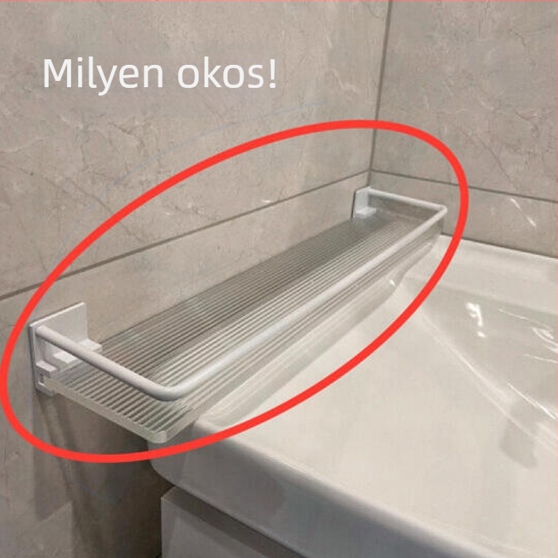 Háromszög alakú falra szerelhető kozmetikai rendező a fürdőszobába, fúrás nélkül