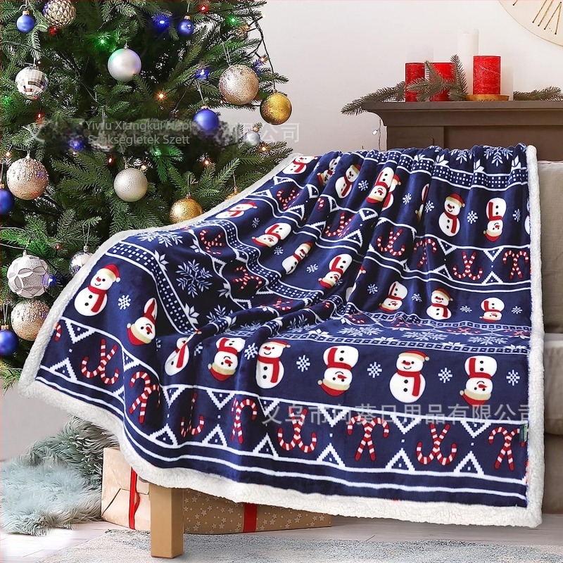 Gyapjú-kasmír pléd, poliészter rost, súly alatt 300 g, hópehely minta, északi stílus