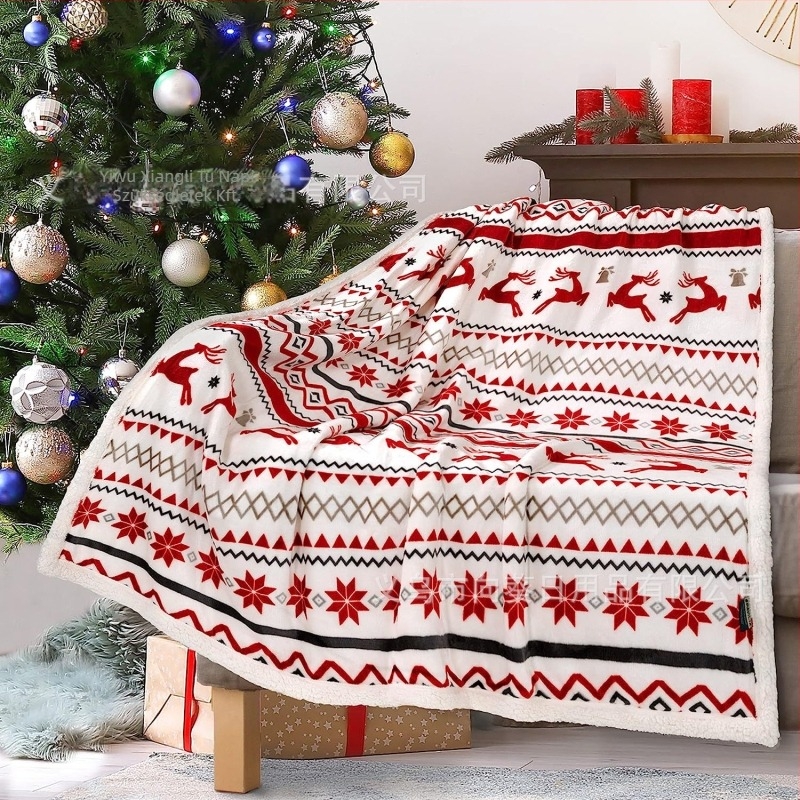 Gyapjú-kasmír pléd, poliészter rost, súly alatt 300 g, hópehely minta, északi stílus