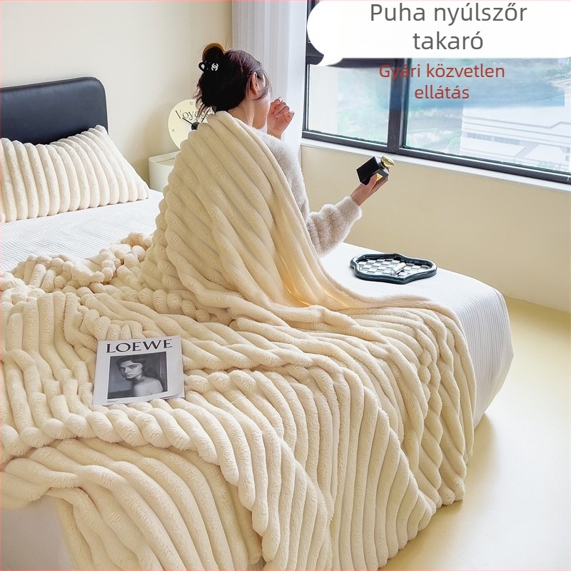 Nyuszi szőrme plüss takaró és flanel takaró kanapéra és irodába
