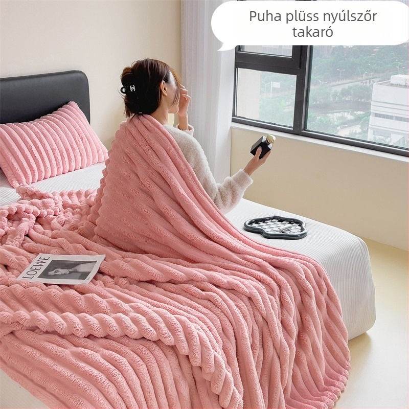 Nyuszi szőrme plüss takaró és flanel takaró kanapéra és irodába
