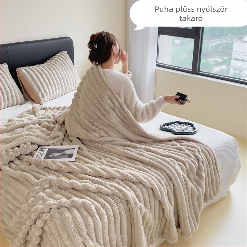 Nyuszi szőrme plüss takaró és flanel takaró kanapéra és irodába