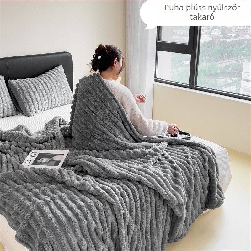 Nyuszi szőrme plüss takaró és flanel takaró kanapéra és irodába