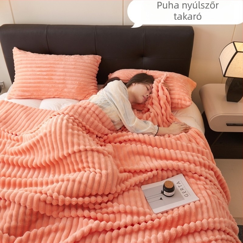 Nyuszi szőrme plüss takaró és flanel takaró kanapéra és irodába