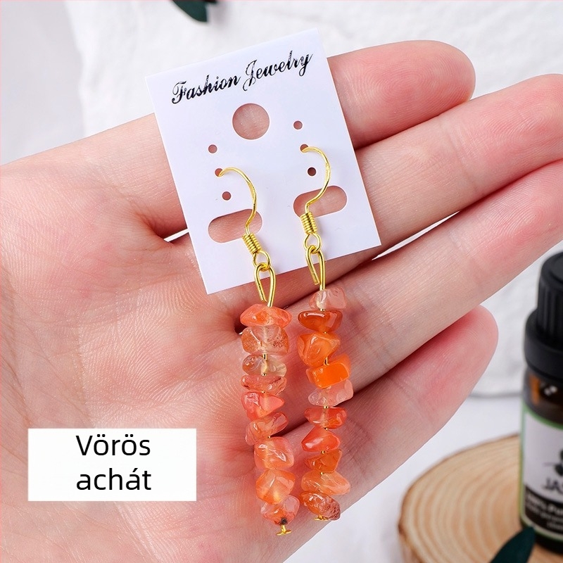 Természetes ametiszt kristály apró darabokból készült fülbevalók, DIY ékszer