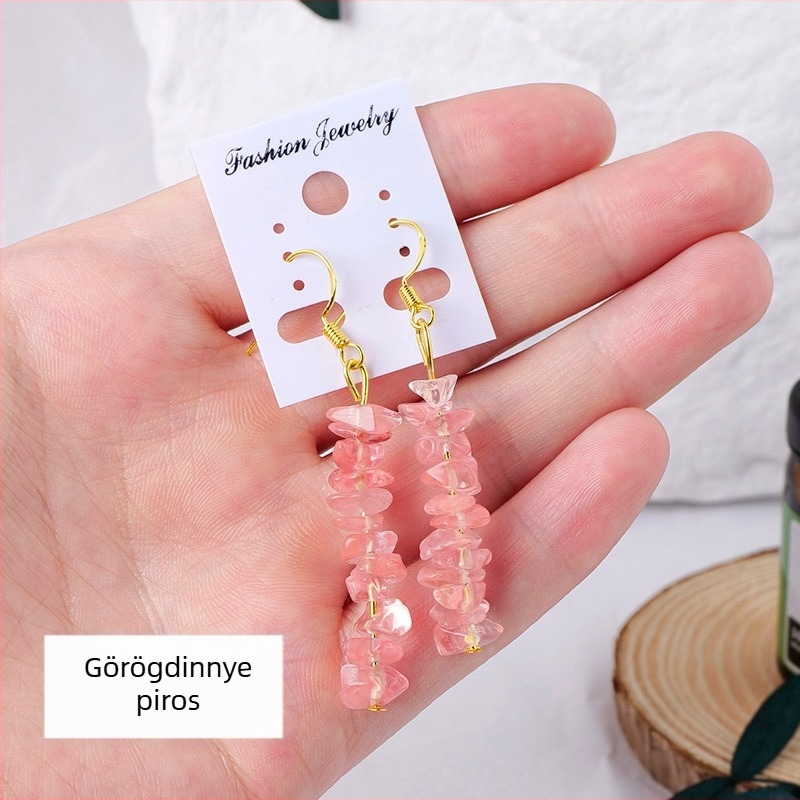 Természetes ametiszt kristály apró darabokból készült fülbevalók, DIY ékszer