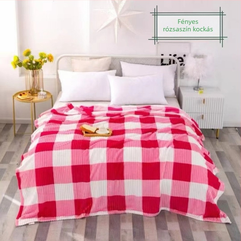 Star Dots flanel takaró kockás mintával, 800–1000 g, minden évszakra, minimalist stílus