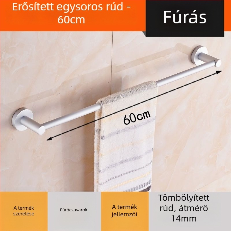 Fali törölközőtartó Space Aluminumból, egy- vagy kétpólusú, 1 réteg, 15 kg teherbírás, könnyű luxus stílus