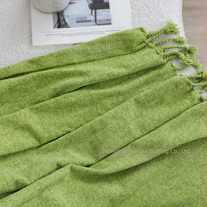 Skandináv stílusú egyszínű Chenille rojtos pléd nappaliba, kanapéra, pihenésre és irodába