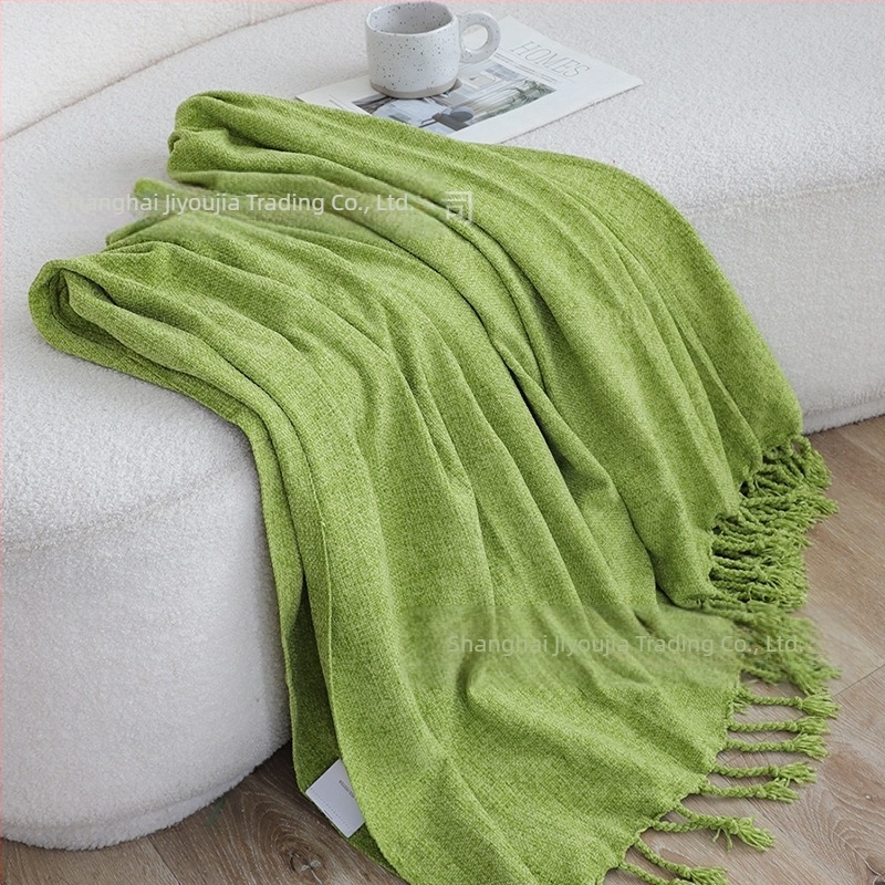 Skandináv stílusú egyszínű Chenille rojtos pléd nappaliba, kanapéra, pihenésre és irodába