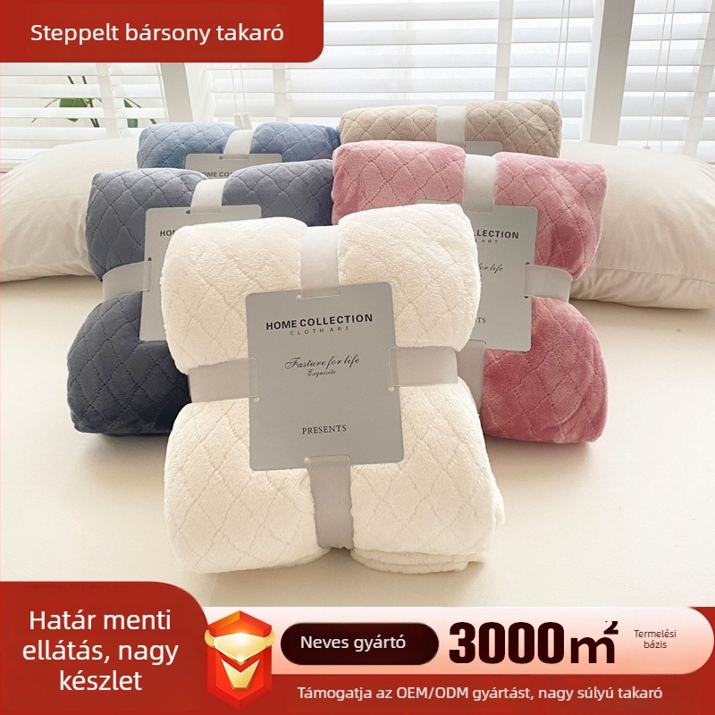 Koral polár pléd 200x230 cm, fehér, geometriai mintázat, 280 g/m², tavasz–ősz, dupla varrású szegély