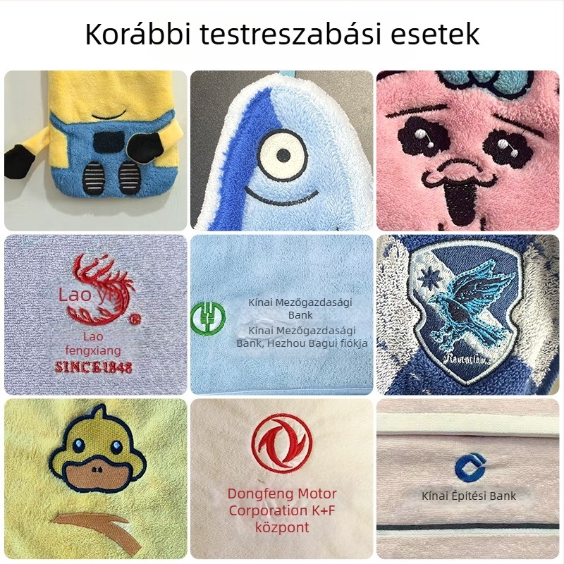 Személyre szabott kéztörlő 3D-s rajzfigurákkal, hímzett és nyomtatott, egyedi szegéllyel, nedvszívó korall-flízzel