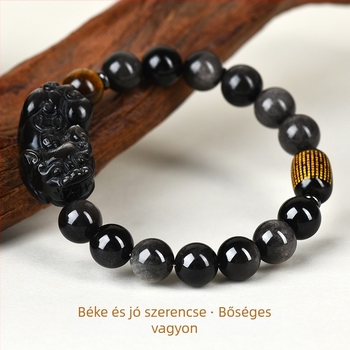 Hanjie obsidián karkötő pároknak, etnikus stílus, állat-zodiákus forma, kézzel készített