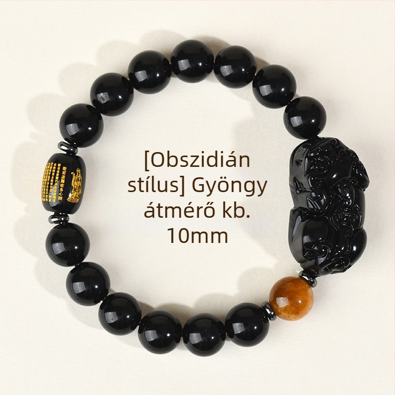 Hanjie obsidián karkötő pároknak, etnikus stílus, állat-zodiákus forma, kézzel készített