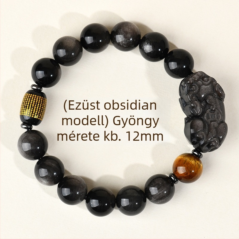 Hanjie obsidián karkötő pároknak, etnikus stílus, állat-zodiákus forma, kézzel készített