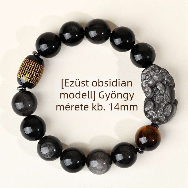 Hanjie obsidián karkötő pároknak, etnikus stílus, állat-zodiákus forma, kézzel készített