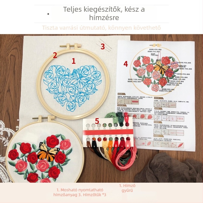 Kezdő hímző készlet — Modern egyszerű stílus; Minta: növények és virágok; Hímzés típusa: Egyéb hímzés; Alkalmas nappalira, hálószobára, dolgozószobára és gyerekszobára; Textilhímzés