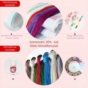 Keresztszemes készlet: tengerparti táj színes virágokkal, kézzel készített hímzés, kanapé és falidekoráció, 11CT vászon