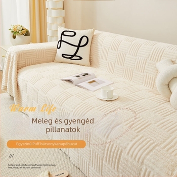 Púpos velúr kanapévédő sarokkanapéra, univerzális, csúszásmentes, teljes fedettség, letisztult és modern stílus