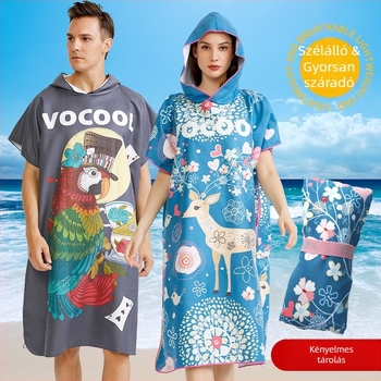 VOCOOL Kapucnis törölköző-köpeny – finom rostokból, 400–500 g, 150D, nyomtatott