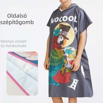 VOCOOL Kapucnis törölköző-köpeny – finom rostokból, 400–500 g, 150D, nyomtatott