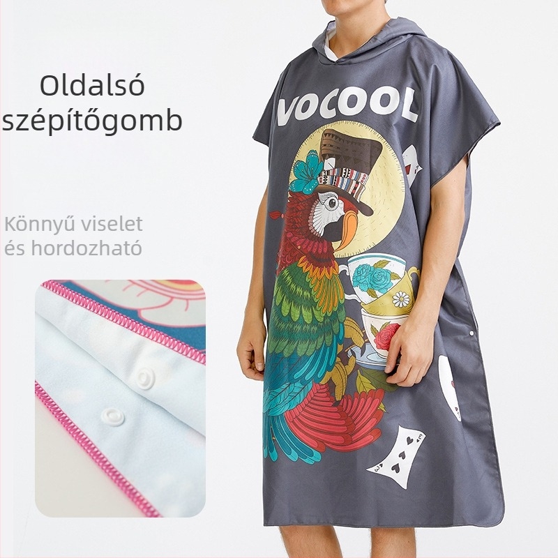 VOCOOL Kapucnis törölköző-köpeny – finom rostokból, 400–500 g, 150D, nyomtatott