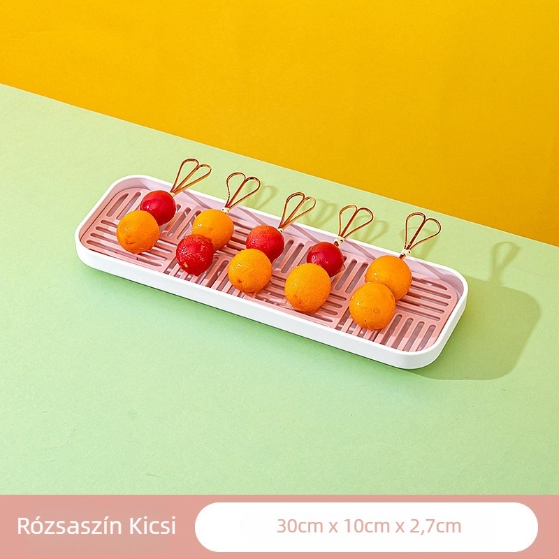 Műanyag bemutató tál kandírozott galagonya nyársakhoz, négyszögletes, modern minimális stílus, kereskedelmi használatra