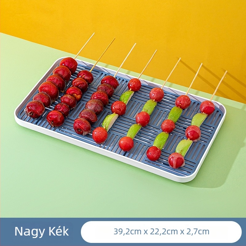 Műanyag bemutató tál kandírozott galagonya nyársakhoz, négyszögletes, modern minimális stílus, kereskedelmi használatra