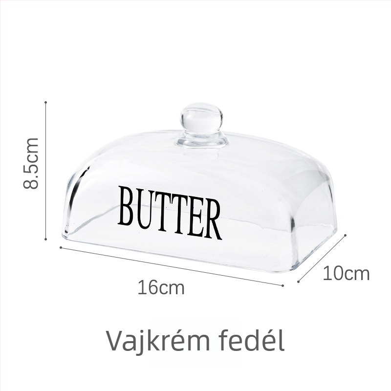Üvegből készült vajtál és desszertes tál, négyzet alakú, modern minimalista stílus, hőálló üveg, logónyomtatás lehetséges