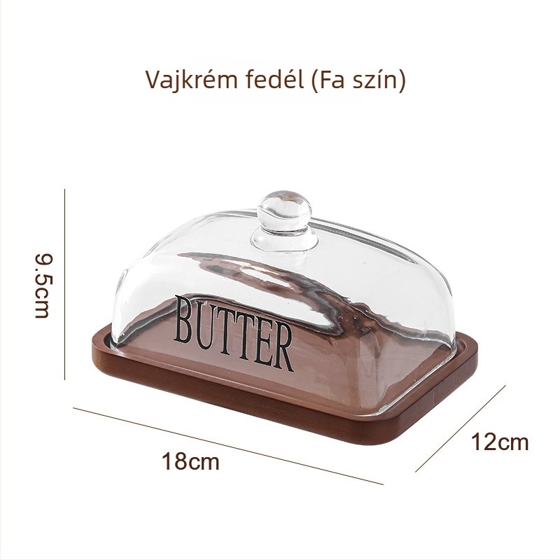 Üvegből készült vajtál és desszertes tál, négyzet alakú, modern minimalista stílus, hőálló üveg, logónyomtatás lehetséges