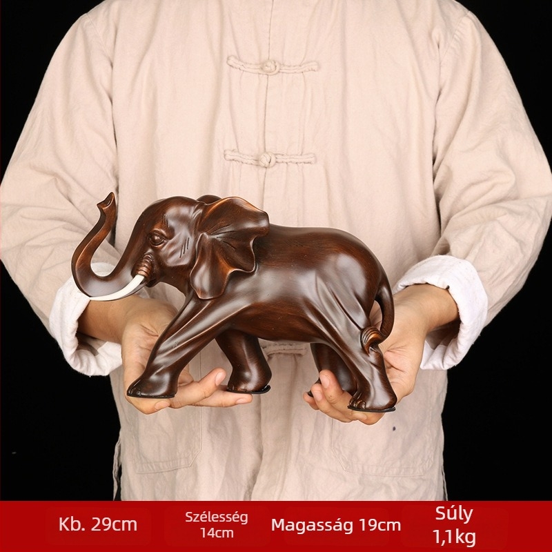 Elefánt műgyanta figurka, kínai stílusú dekor, Xinxin Culture márka, ajándék