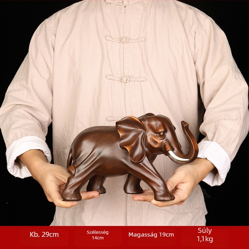 Elefánt műgyanta figurka, kínai stílusú dekor, Xinxin Culture márka, ajándék
